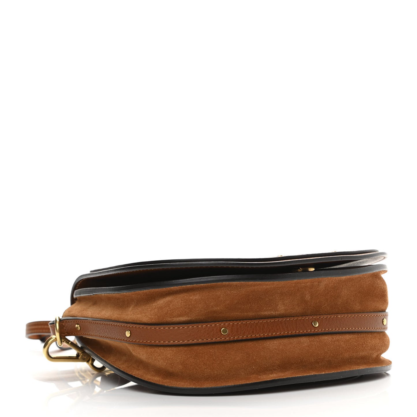 Calfskin Suede Medium Nile Bracelet Bag Caramel