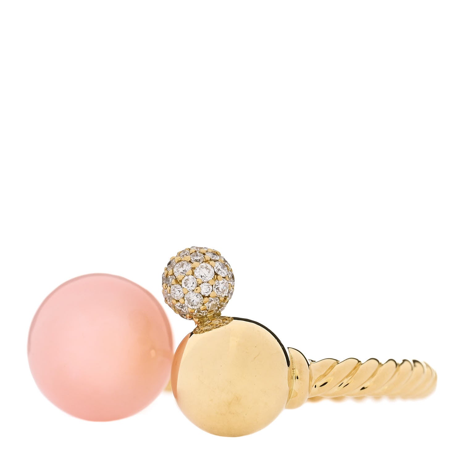 David Yurman 18K Yellow Gold Diamond Pink Opal Solari Cluster Ring 54 7 3 of 5