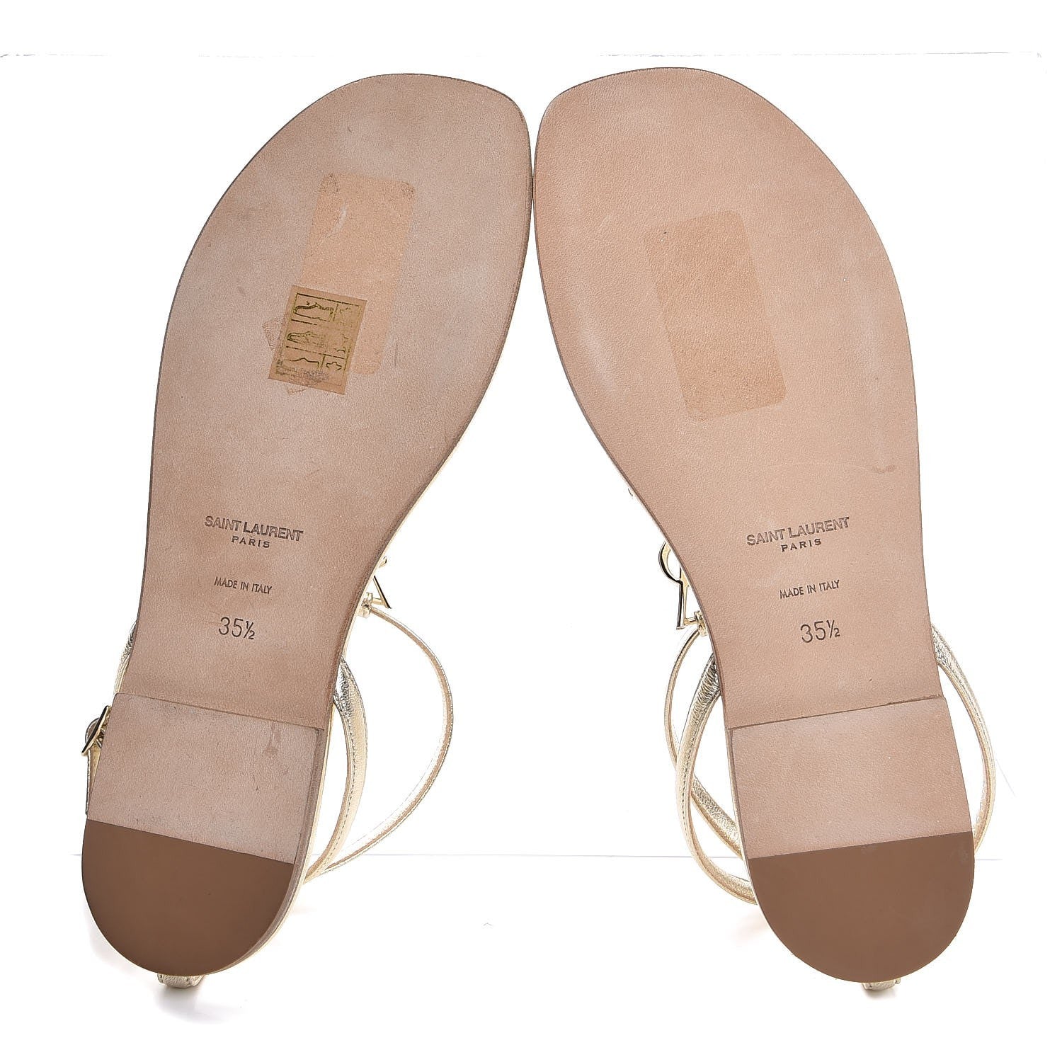 Saint Laurent Metallic Lambskin Nu Pieds 05 Thong Sandals 35.5 Platino 5 of 7