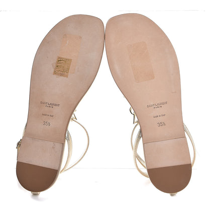 Saint Laurent Metallic Lambskin Nu Pieds 05 Thong Sandals 35.5 Platino 5 of 7