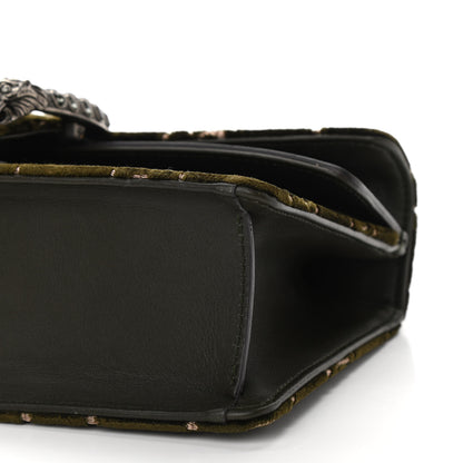 Gucci Velvet Moon Calfskin Crystal GG Monogram Small Dionysus Shoulder Bag Dark Olive Rose Gold 11 of 12