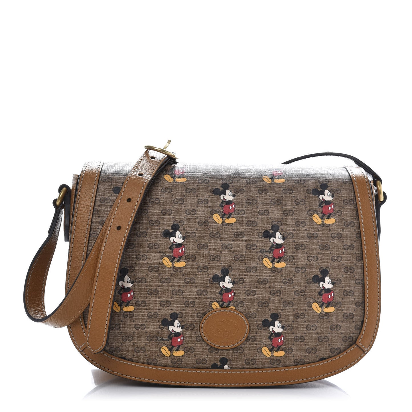 X DISNEY Mini Vintage GG Supreme Monogram Mickey Mouse Small Flap Messenger Bag Beige Vintage Sun Oil