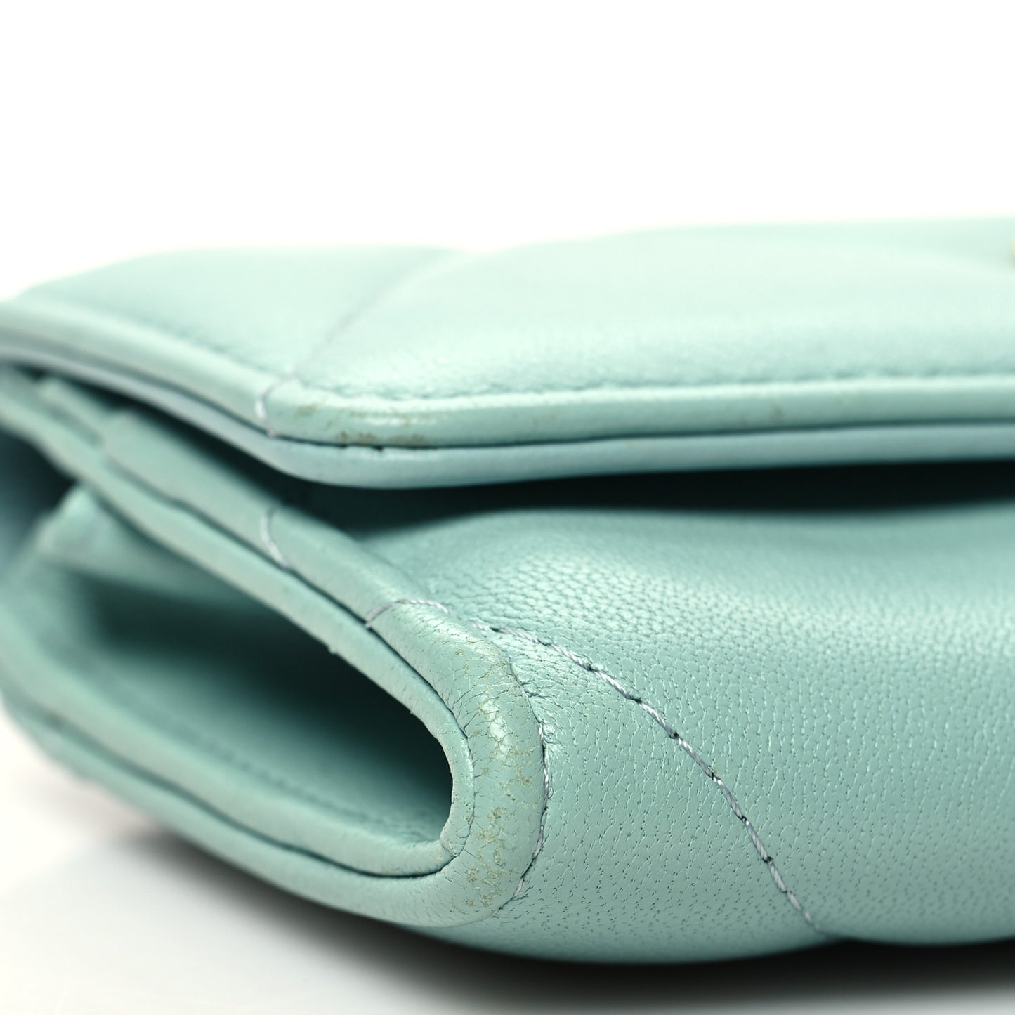Lambskin Quilted Chanel 19 Flap Wallet Light Blue