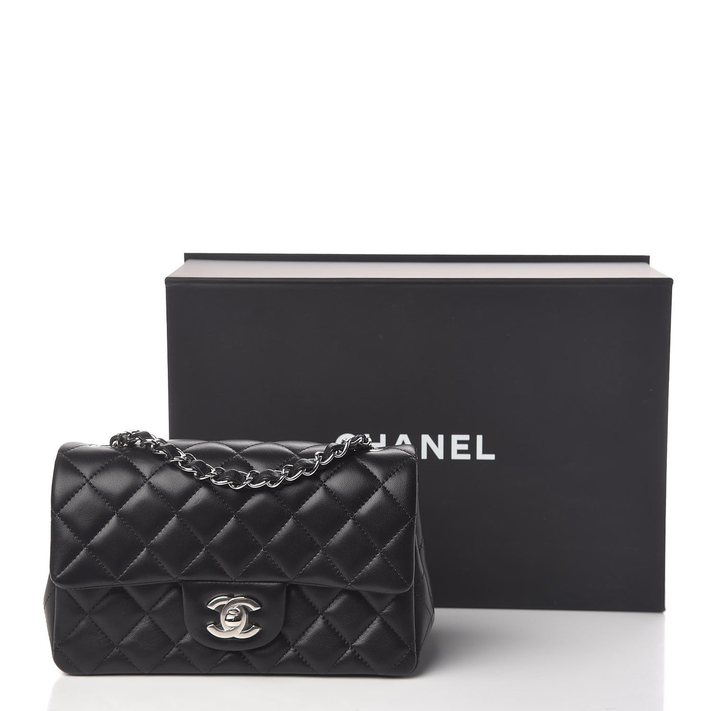 Lambskin Quilted Mini Rectangular Flap Black