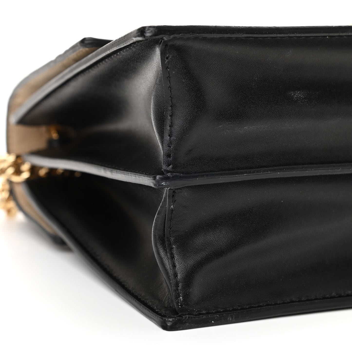 Vitello Liberty Bi-Color FF 1974 Embossed Chain Strap Kan U Shoulder Bag Black Maya