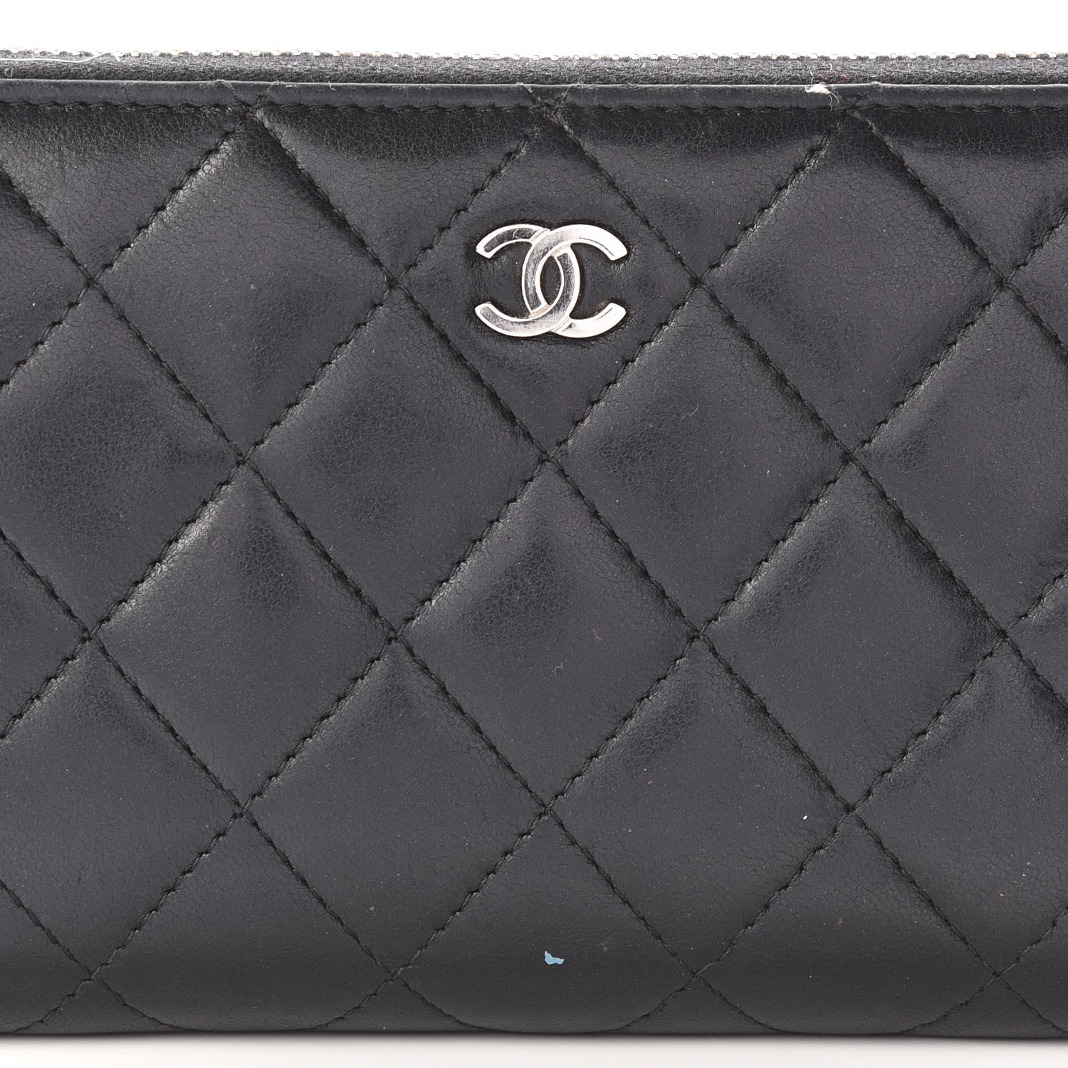 Chanel Lambskin Quilted Large Gusset Zip Around Wallet Black 12 of 12