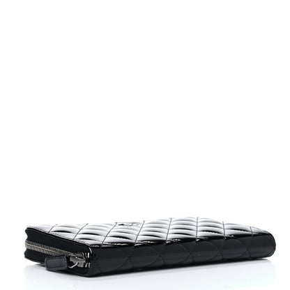 Chanel Patent Quilted Large Gusset Zip Around Wallet Black 3 of 4