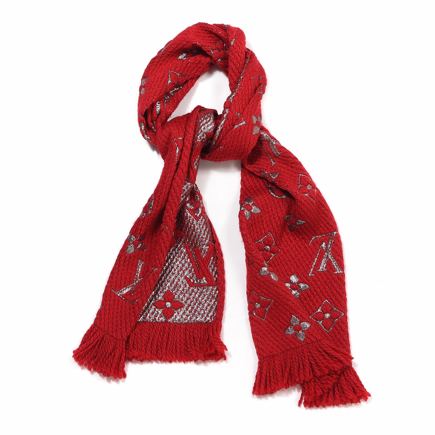 Louis Vuitton Wool Silk Logomania Shine Scarf Rubis 1 of 3