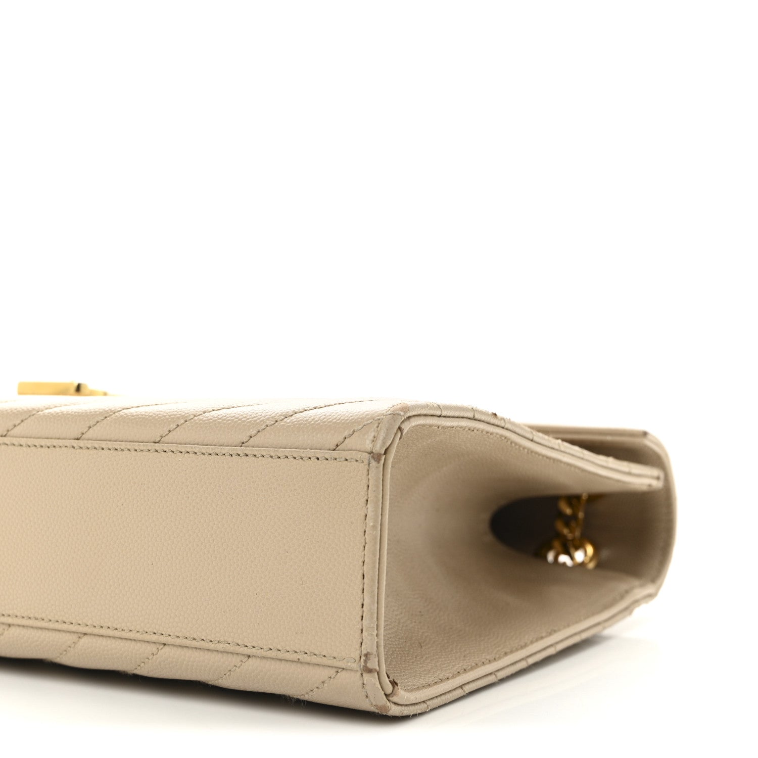 Saint Laurent Grain De Poudre Matelasse Chevron Large Monogram Satchel Dark Beige 9 of 9