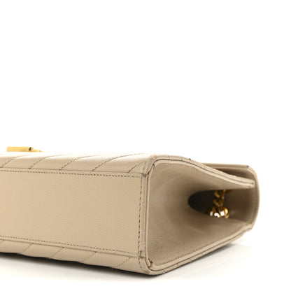 Saint Laurent Grain De Poudre Matelasse Chevron Large Monogram Satchel Dark Beige 9 of 9