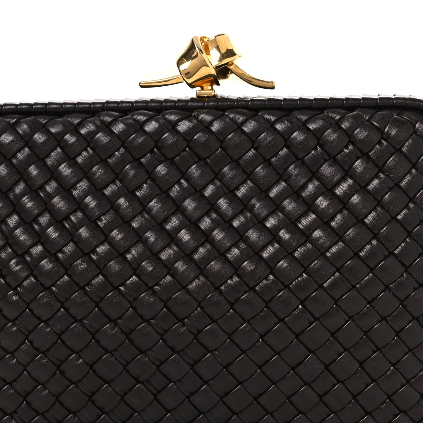 Nappa Intrecciato Sculptural Knot Clutch Brown