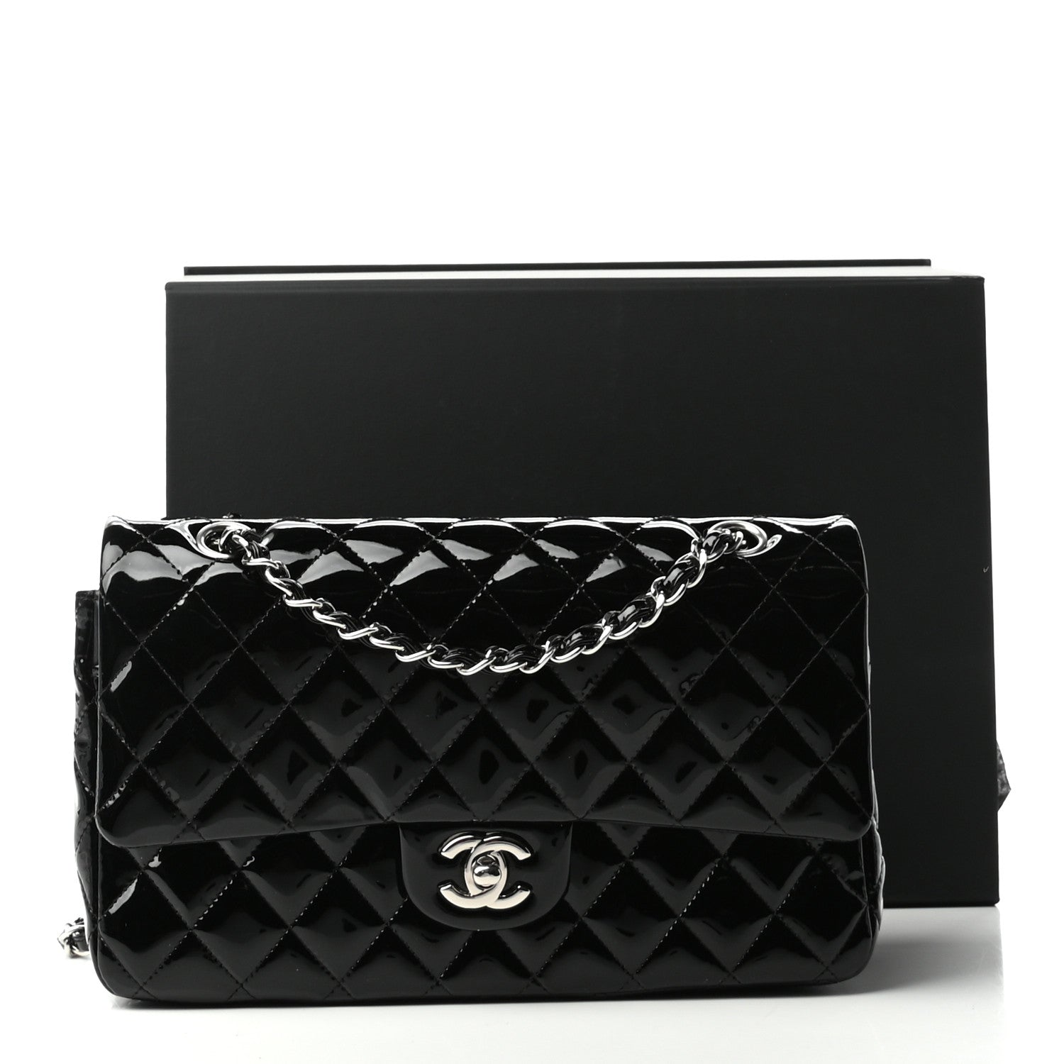 Chanel Patent Quilted Medium Double Flap Black 10 of 10