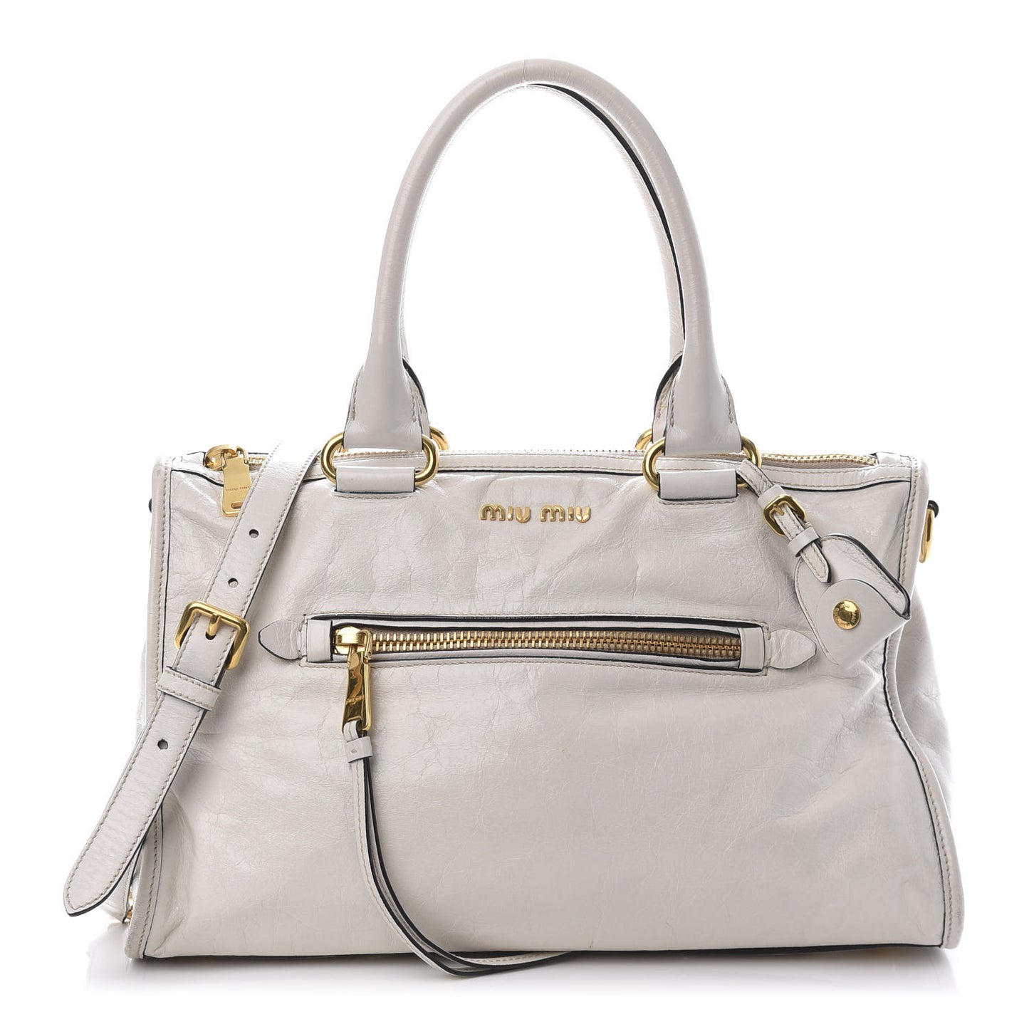 Vitello Shine Zip Tote Talco