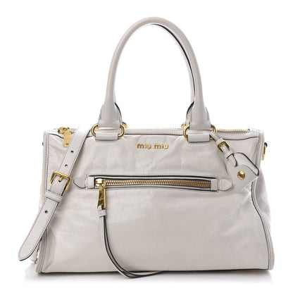 Miu Miu Vitello Shine Zip Tote Talco 1 of 14