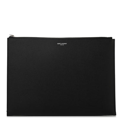 Saint Laurent Grain De Poudre Zipped Tablet Holder Black 1 of 7