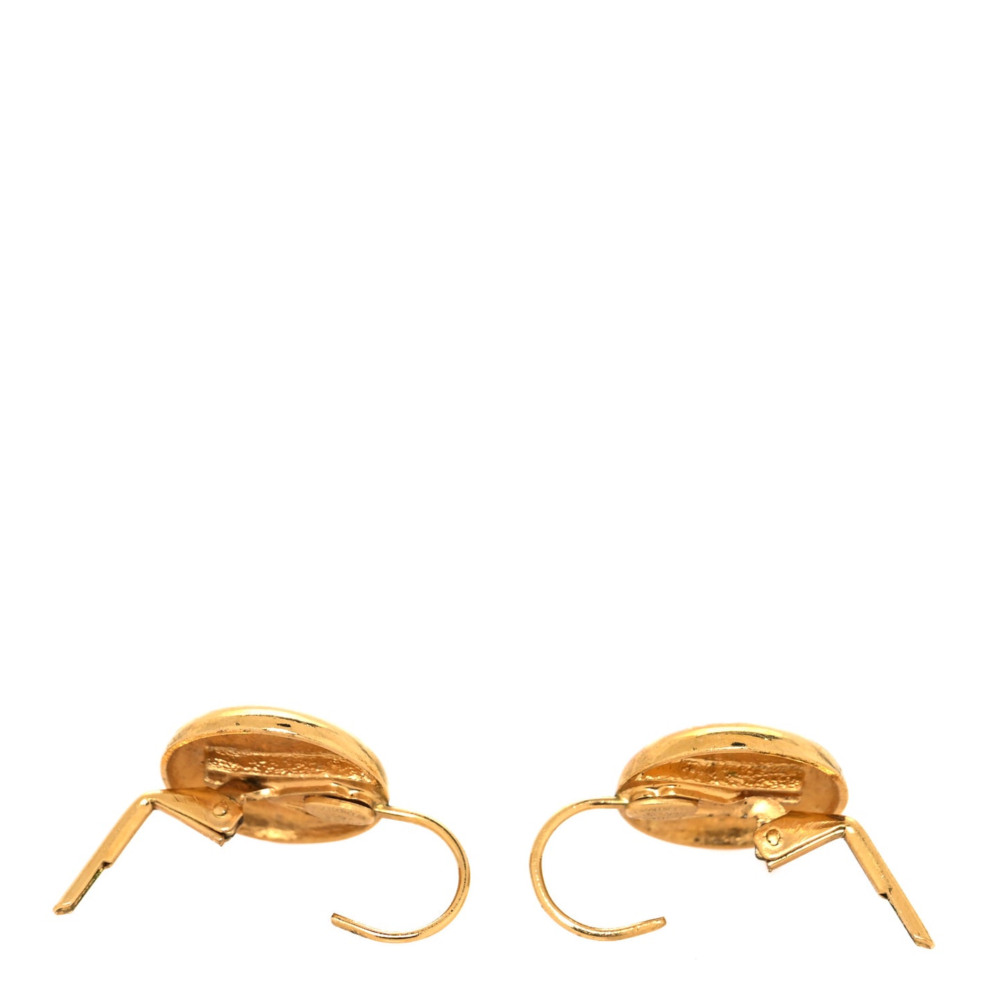Metal CC Round Earrings Gold Black
