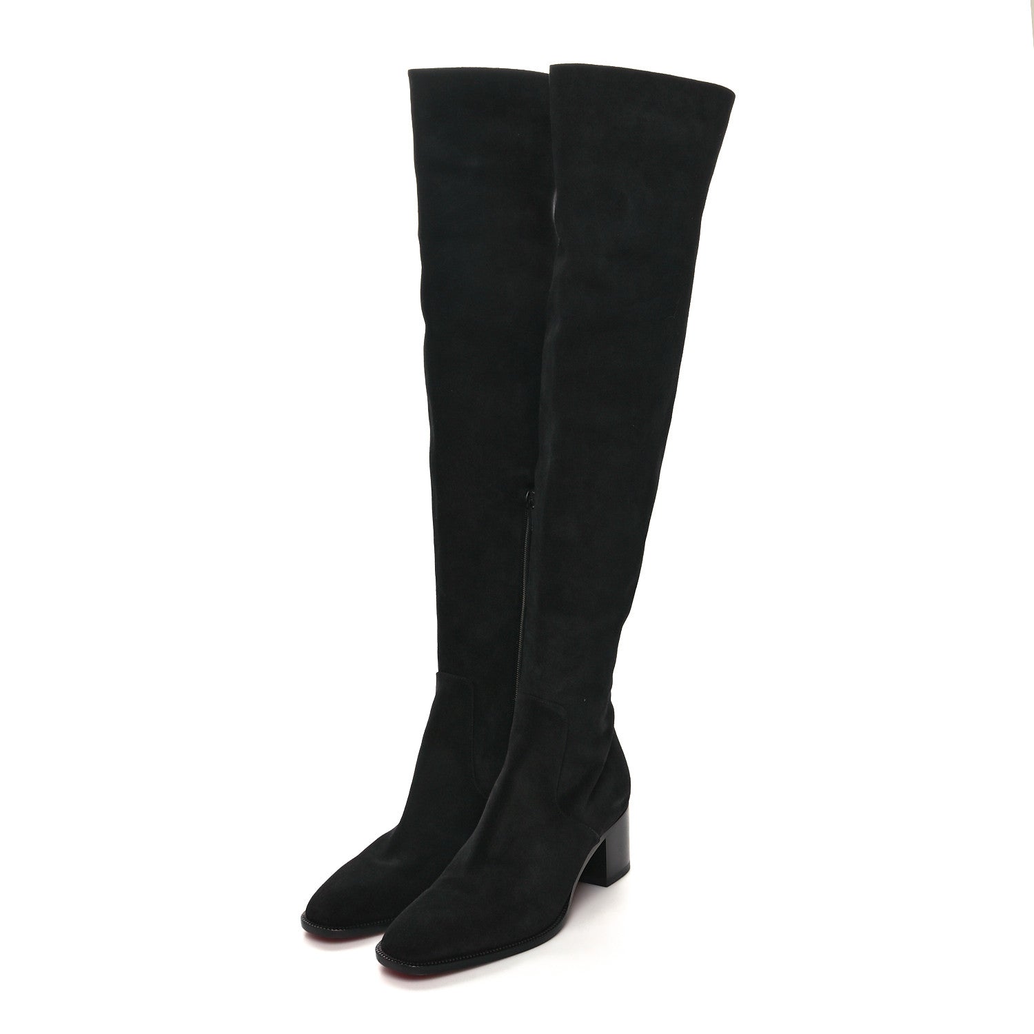 Christian Louboutin Suede Gazellou 55 Over The Knee Boots 38.5 Black 3 of 6