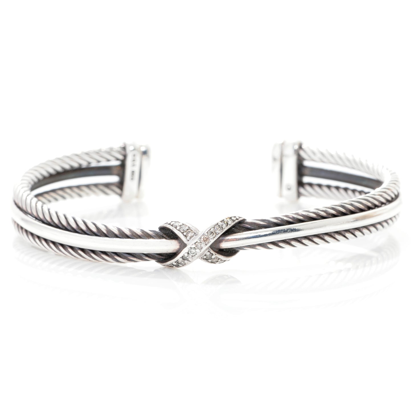 Sterling Silver Diamond Crossover X Cuff