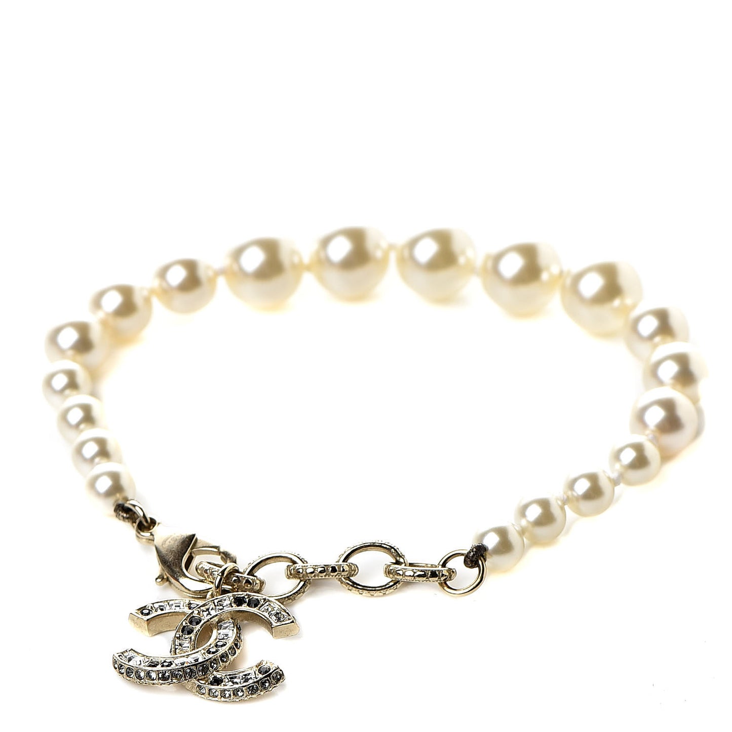 Pearl Crystal CC Bracelet Gold