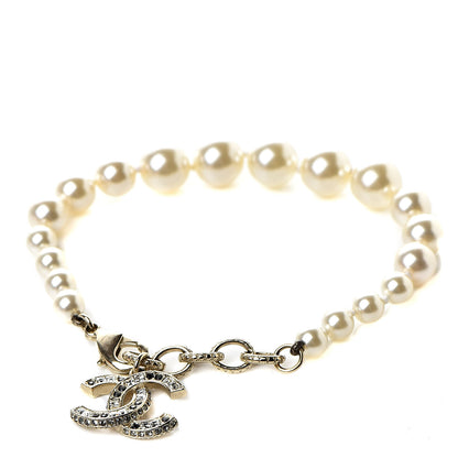 Chanel Pearl Crystal CC Bracelet Gold 1 of 4