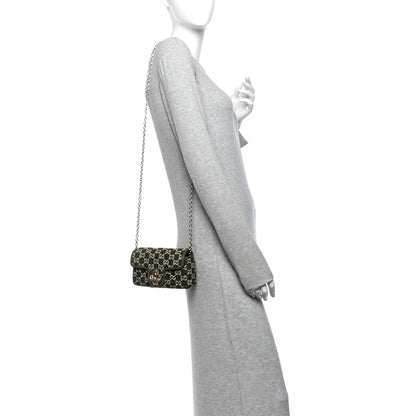 Gucci Tweed GG Monogram Mini GG Marmont Shoulder Bag Green 2 of 9