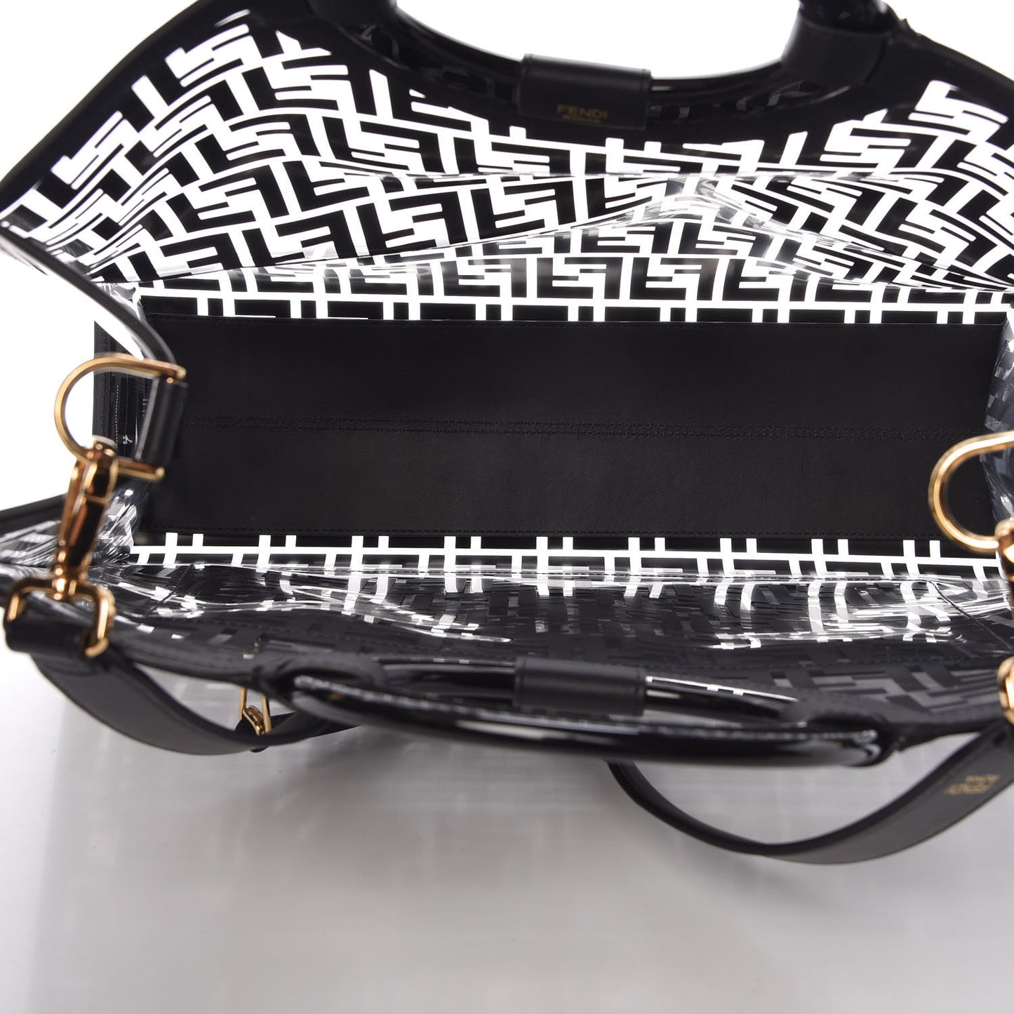 TPU FF Vitello Century Plexiglass Medium Runaway Shopper Tote Black