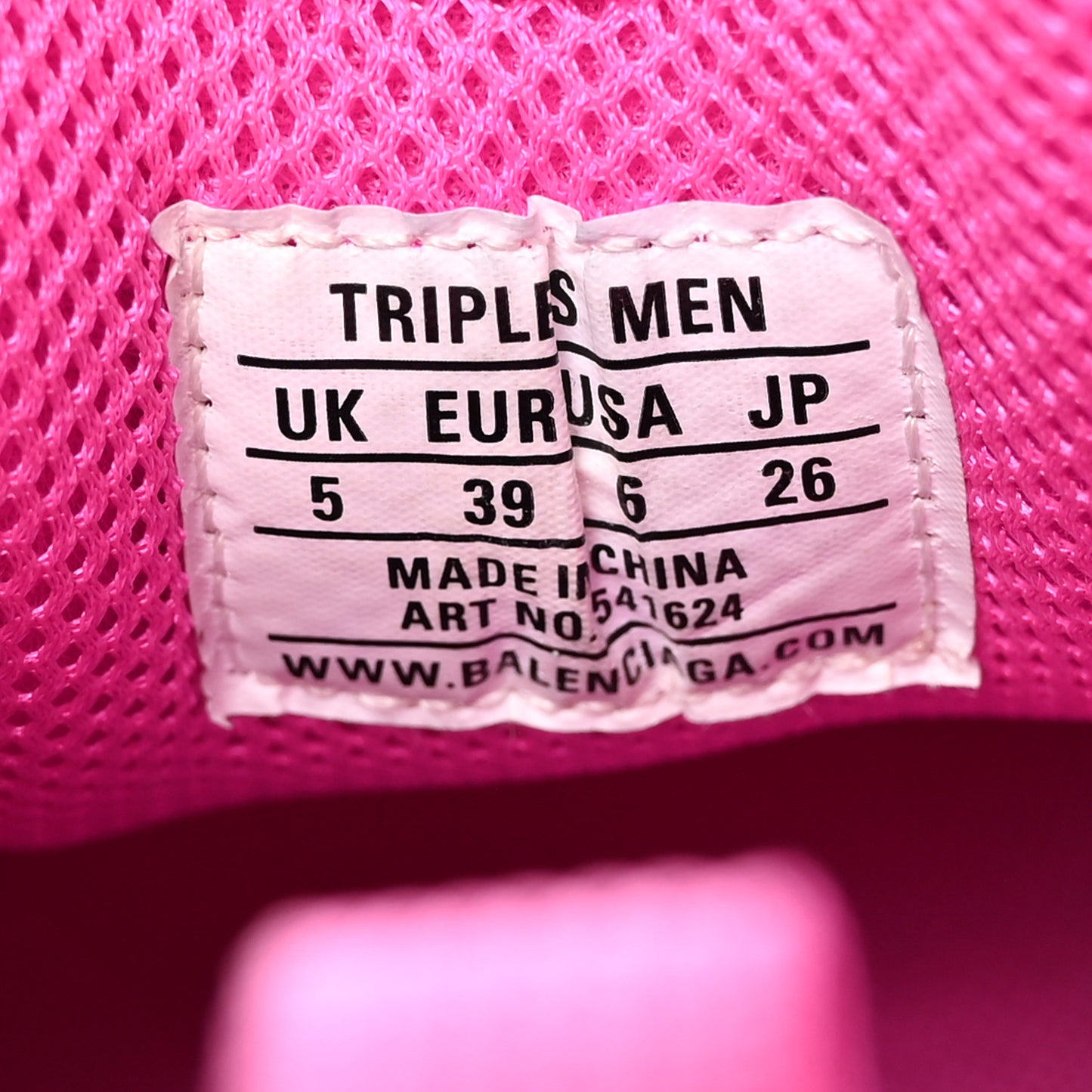 Fabric Mesh Clear Sole Fluo Womens Triple S Sneakers 39 Pink
