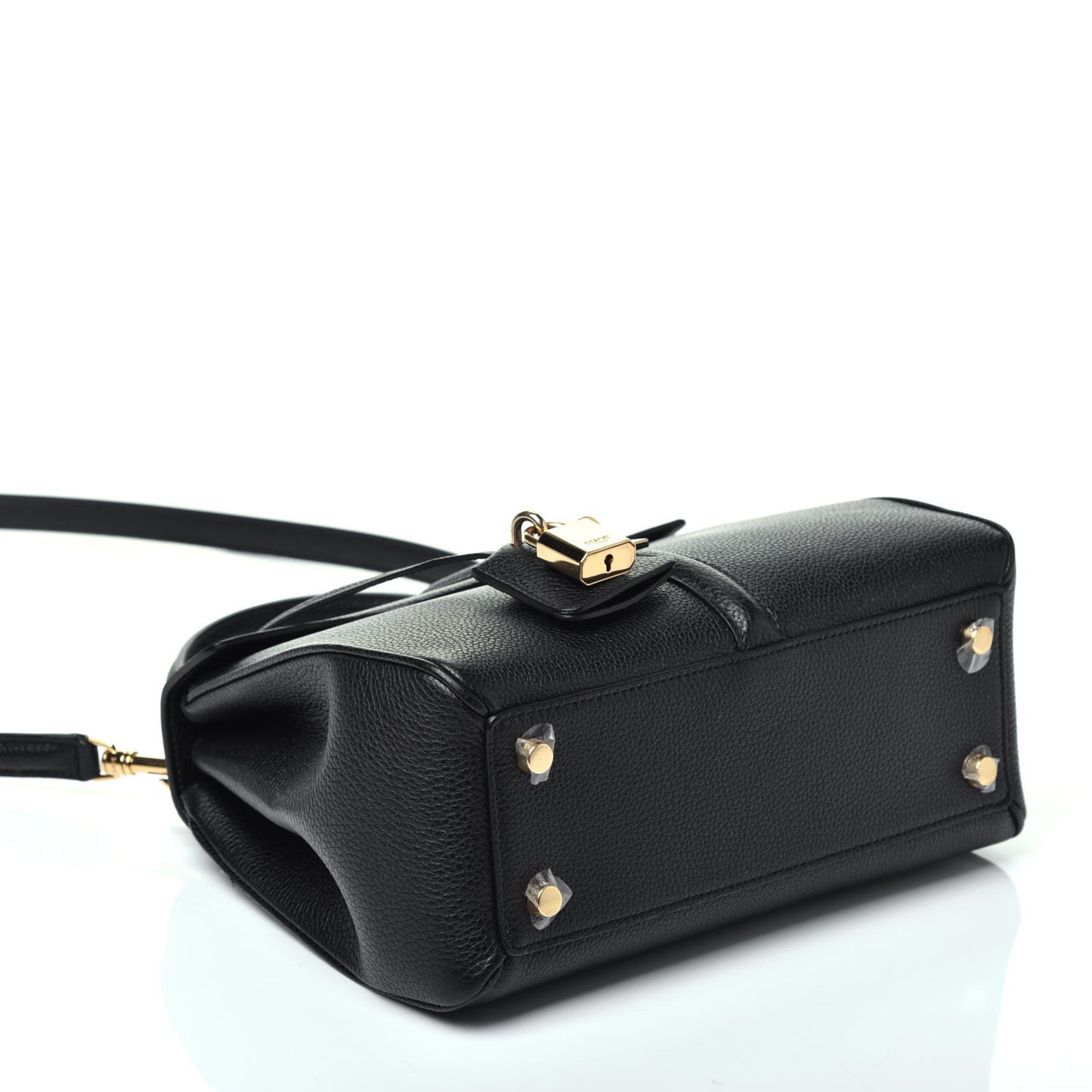 Grained Calfskin Small 16 Top Handle Bag Black