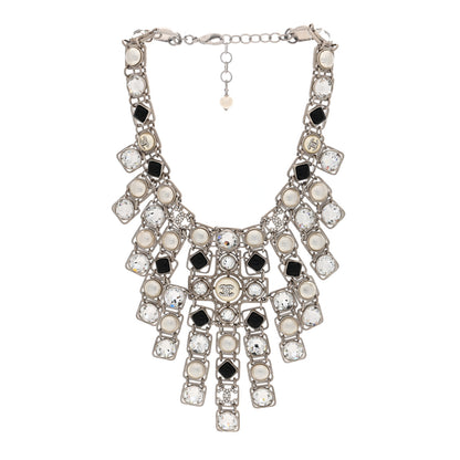 Chanel Crystal Pearl Resin CC Necklace Silver Black 3 of 5