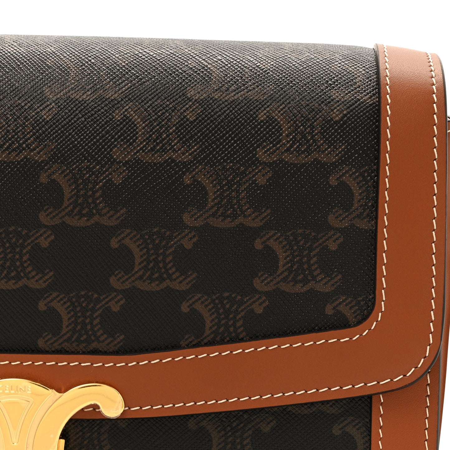 Triomphe Canvas Calfskin Medium Triomphe Bag Tan