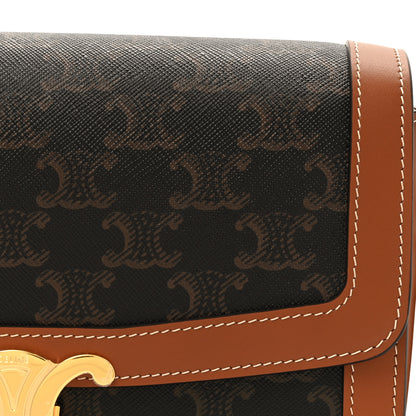 Celine Triomphe Canvas Calfskin Medium Triomphe Bag Tan 9 of 13