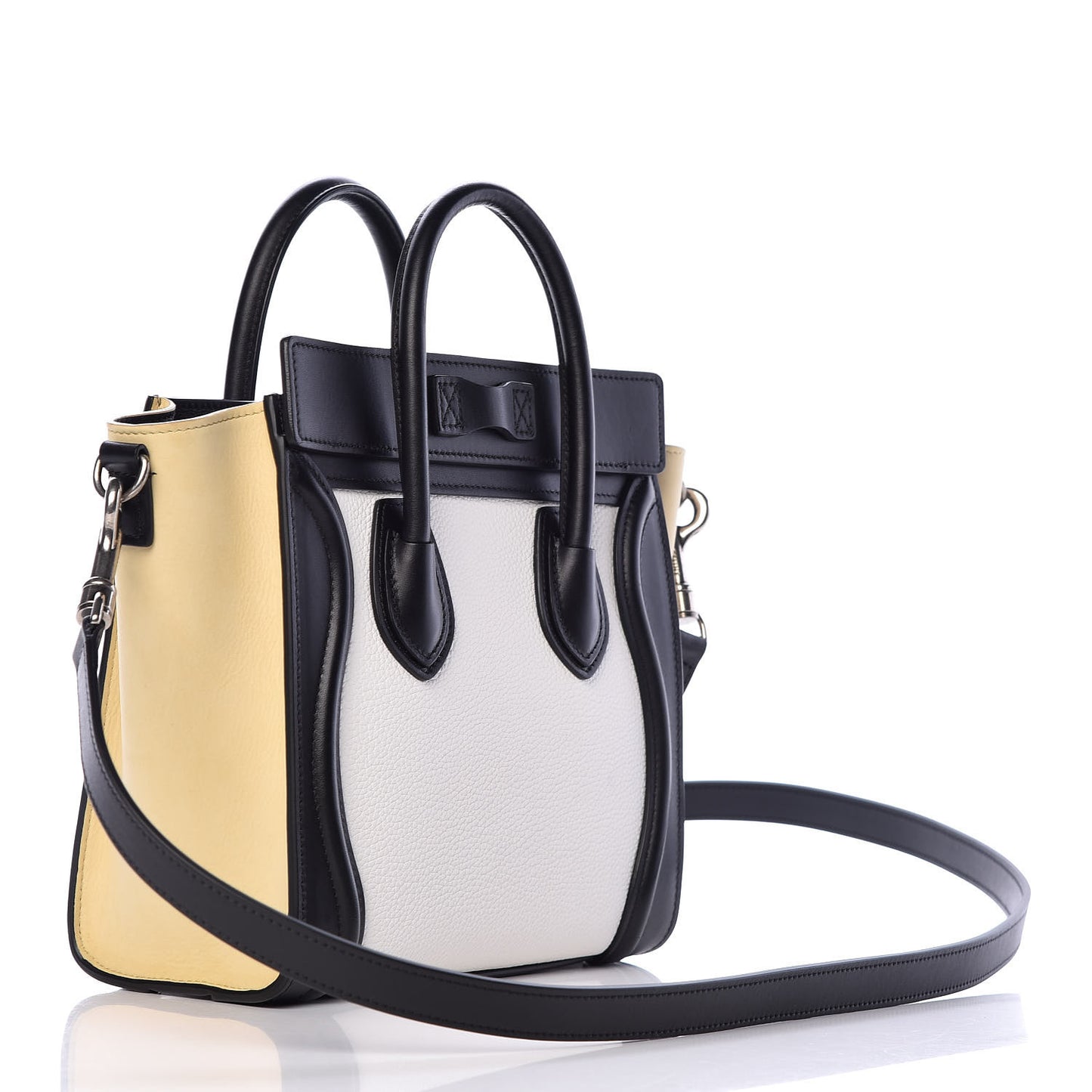 Grained Baby Calfskin Nubuck Nano Tri-Color Luggage White