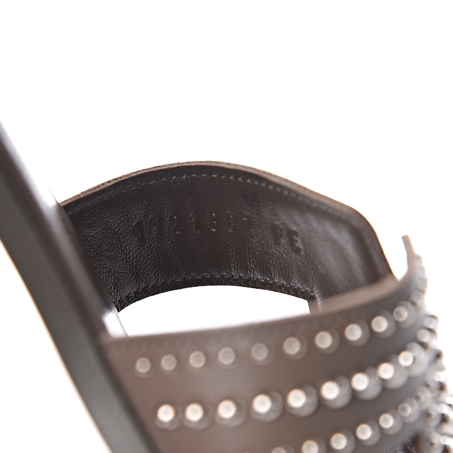 Hermes Calfskin Studded Oran Sandals 38.5 Gris Galet 8 of 9