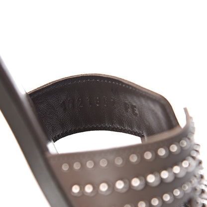 Hermes Calfskin Studded Oran Sandals 38.5 Gris Galet 8 of 9