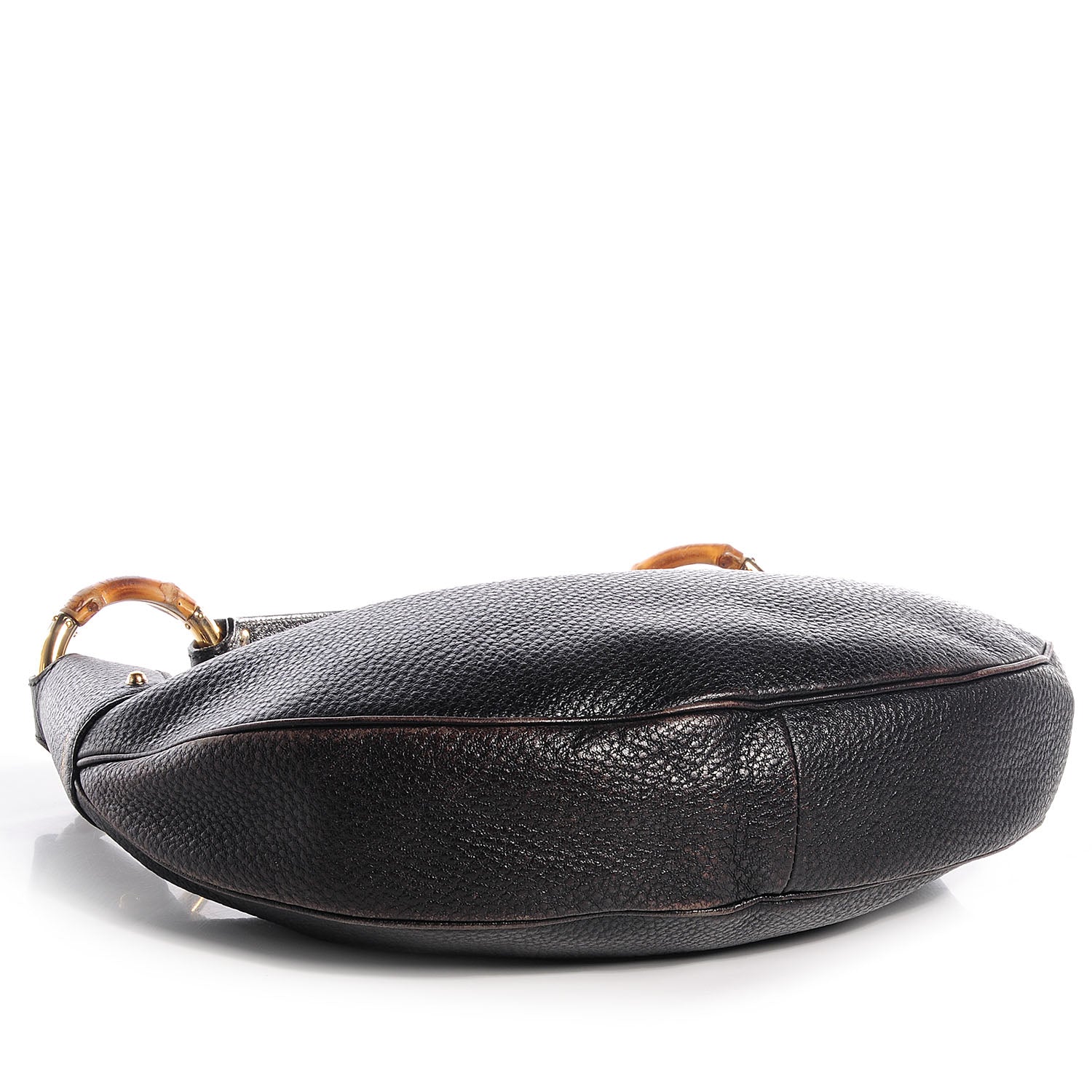 Gucci Leather Half Moon Bamboo Ring Hobo Black 4 of 9