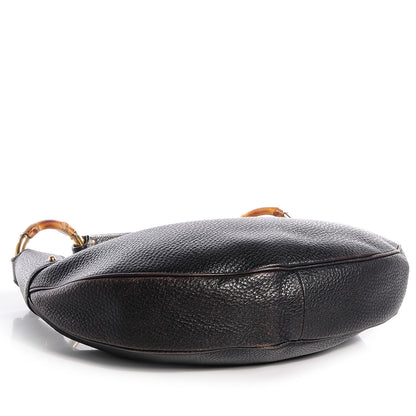 Gucci Leather Half Moon Bamboo Ring Hobo Black 4 of 9