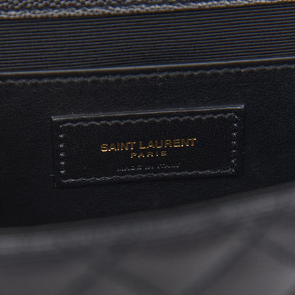 Saint Laurent Grain De Poudre Textured Mixed Matelasse Triquilt Medium Monogram Satchel Black 6 of 10