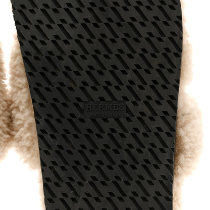 Hermes Woolskin Womens Chypre Sandals 40 Ecru 8 of 9