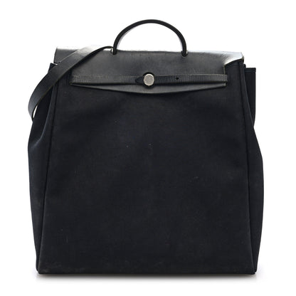 Hermes Toile Vache Calfskin Herbag 40 GM Black 1 of 10