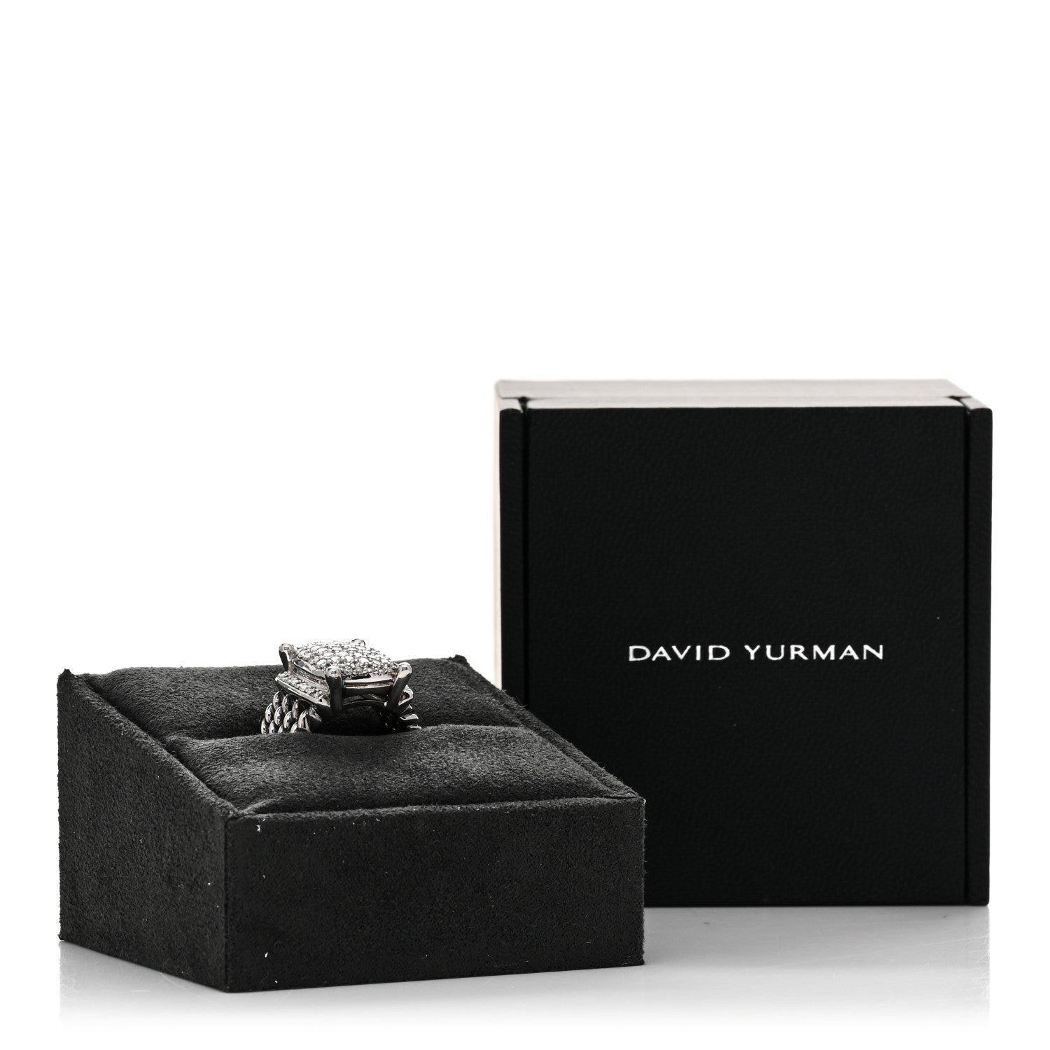 David Yurman Sterling Silver Diamond 16mm Wheaton Ring 51 5.75 5 of 5