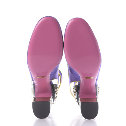 Gucci Satin Embroidered Dragon Caspar Pumps 38 Purple Oro Vecchio Black 6 of 11