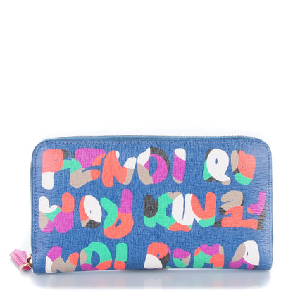 Fendi Vitello Elite Fendi Roma Simply Zip Around Wallet Cobalt Multicolor 1 of 8