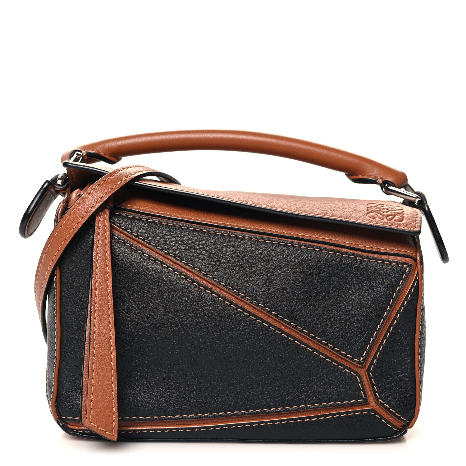 Loewe Calfskin Mini Puzzle Bag Tan Black 1661242 – FASHIONPHILE