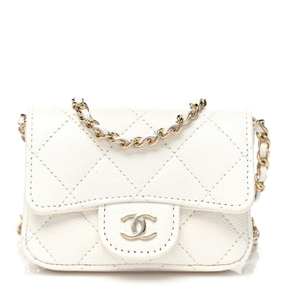 Chanel Caviar Quilted Mini Chain Belt Bag White 1 of 8