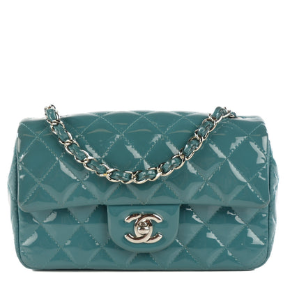 Chanel Patent Calfskin Quilted Mini Rectangular Flap Turquoise 1 of 9