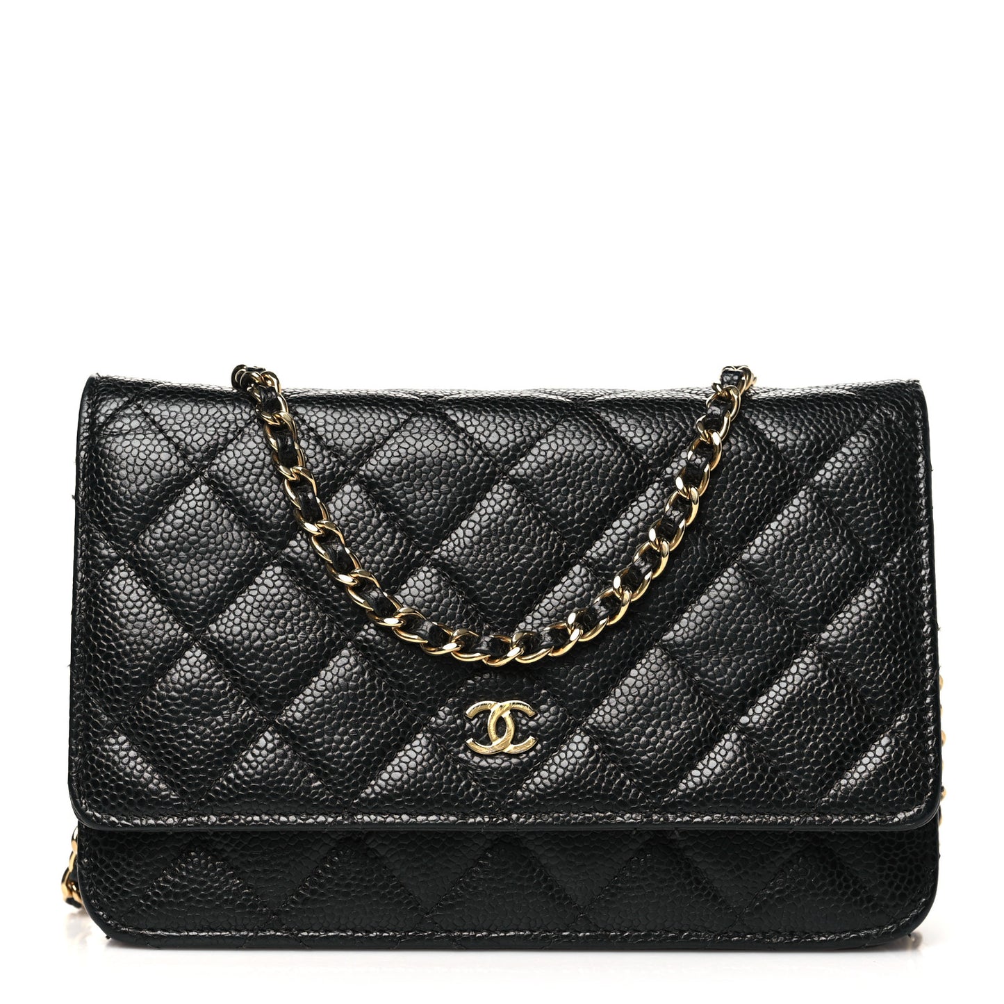 Caviar Quilted Wallet on Chain WOC Black