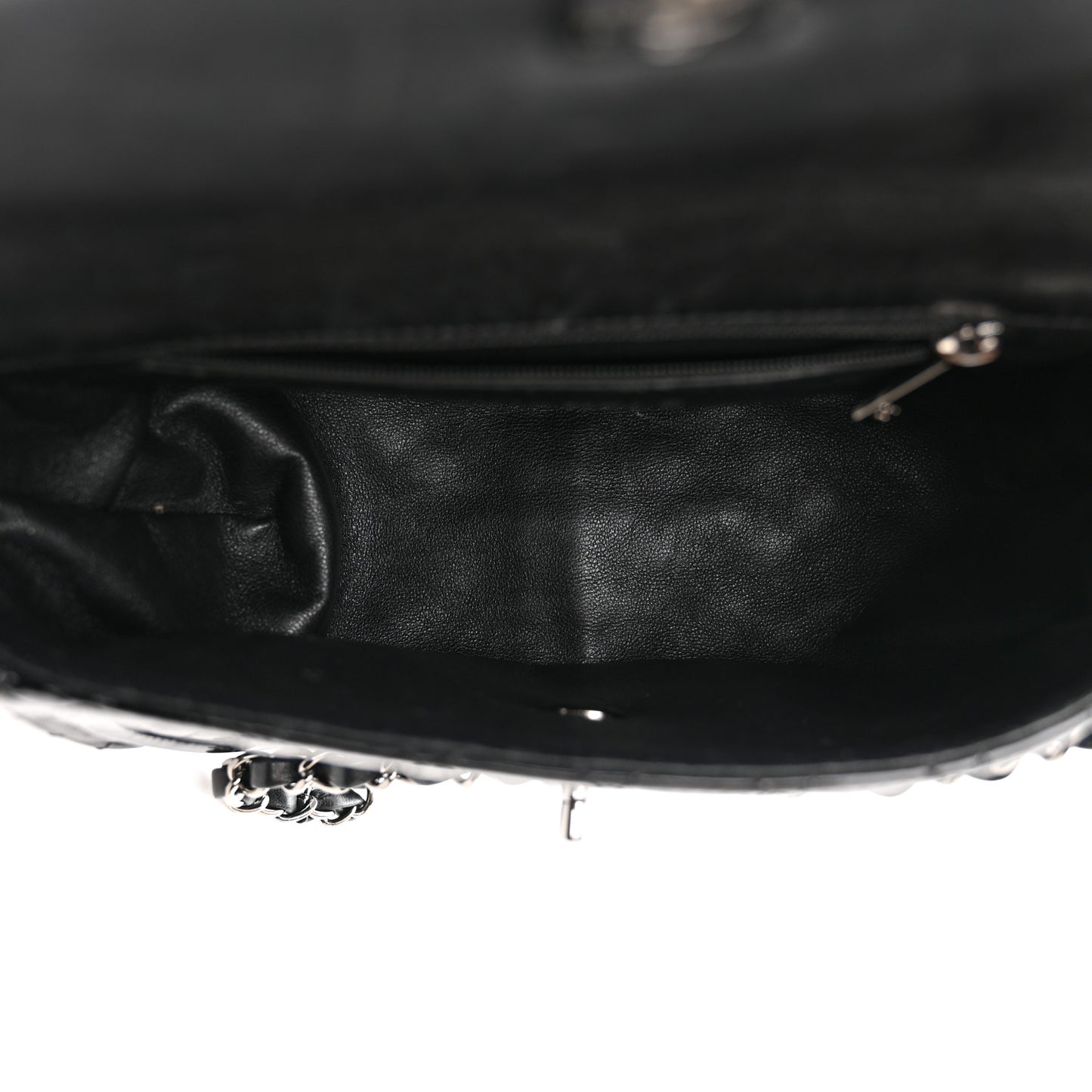 Lambskin Patent Classic Twist Crescent Flap Bag Black