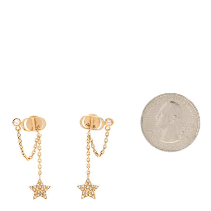 Christian Dior Crystal Star CD J'Adior Dangle Earrings Gold 2 of 4