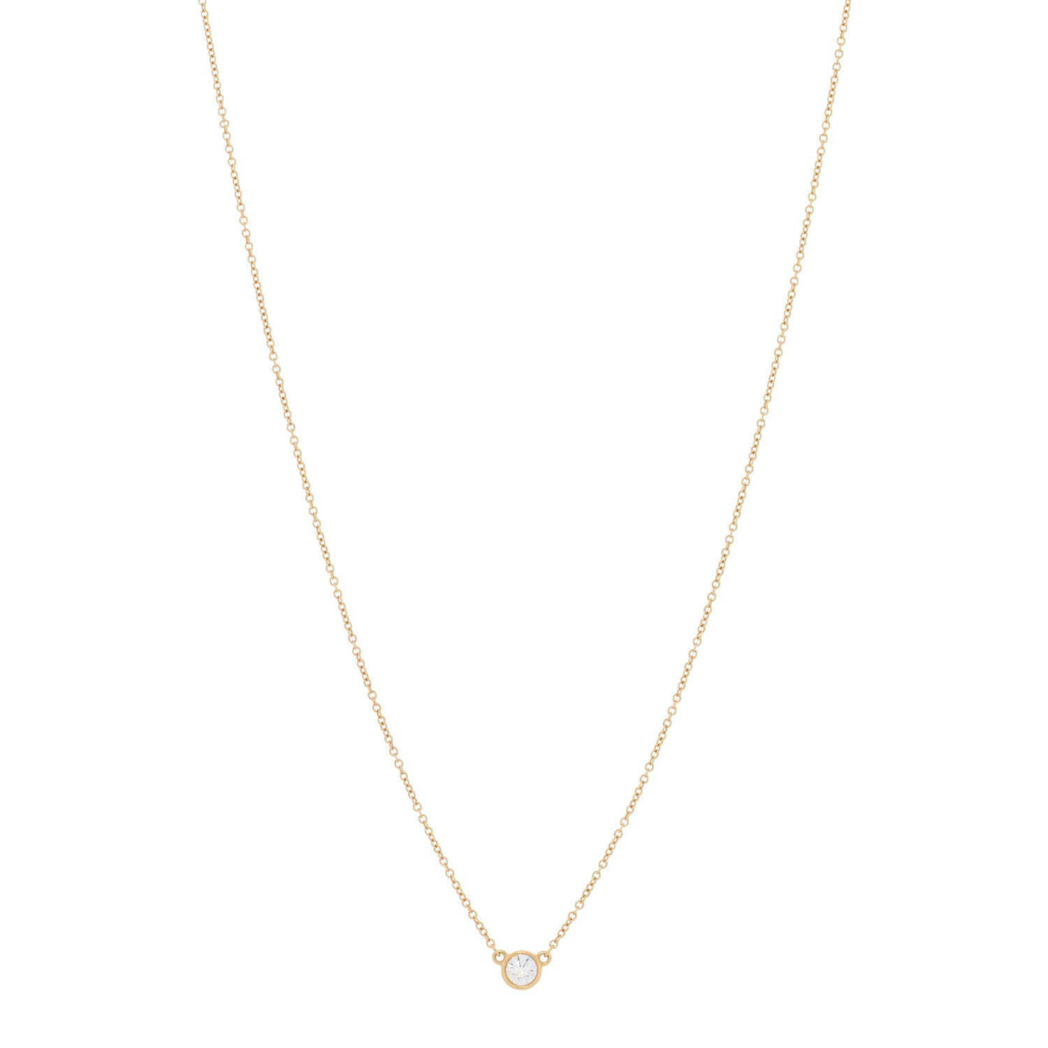 Tiffany 18K Yellow Gold Diamond .17ct Elsa Peretti Diamonds by the Yard Pendant Necklace 1 of 5