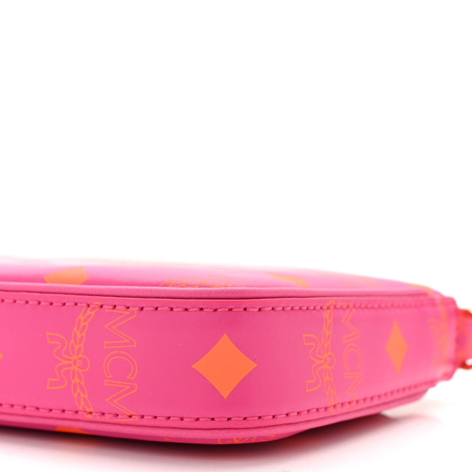 MCM Calfskin Color Splash Mini Pouch on Chain Pink 9 of 9